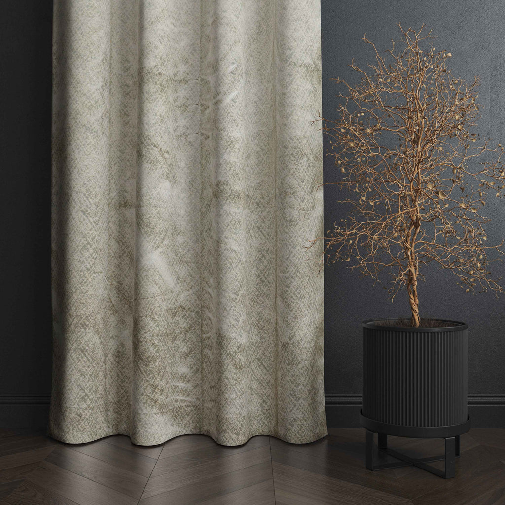 Accra Geometric Design Zari Work Embrodiery Jaquard Curtain - Light Grey