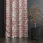 Accra  Leaf Design Zari Work Embrodiery Jaquard Curtain - Light Pink
