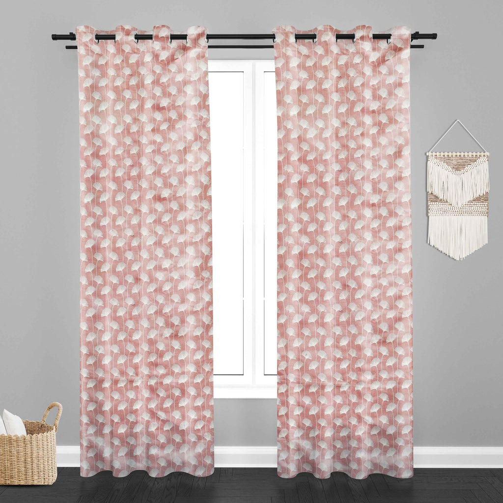 Accra  Floral Design Zari Work Embrodiery Jaquard Curtain - Light Pink
