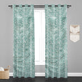 Accra Small Leaf  Design Zari Work Embrodiery Jaquard Curtain - Firozi