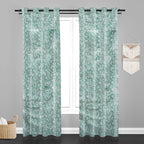 Accra Small Leaf  Design Zari Work Embrodiery Jaquard Curtain - Firozi