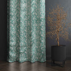 Accra Small Leaf  Design Zari Work Embrodiery Jaquard Curtain - Firozi