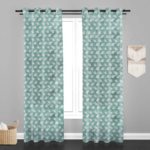 Accra  Floral Design Zari Work Embrodiery Jaquard Curtain - Firozi