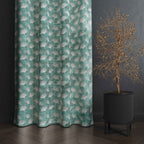 Accra  Floral Design Zari Work Embrodiery Jaquard Curtain - Firozi