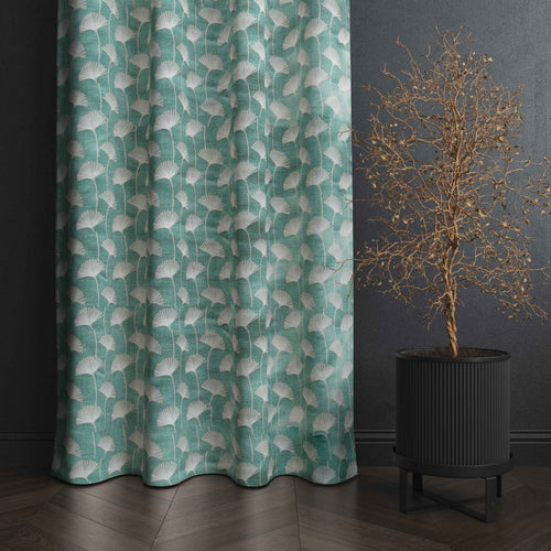 Accra  Floral Design Zari Work Embrodiery Jaquard Curtain - Firozi