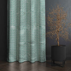 Accra Geometric Design Zari Work Embrodiery Jaquard Curtain - Firozi