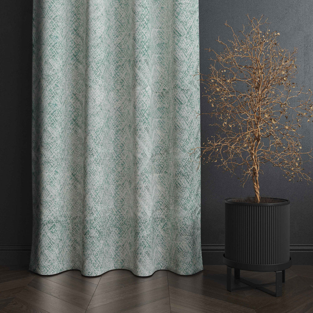 Accra Geometric Design Zari Work Embrodiery Jaquard Curtain - Firozi