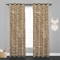 Accra Small Leaf  Design Zari Work Embrodiery Jaquard Curtain - Beige