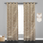Accra  Leaf Design Zari Work Embrodiery Jaquard Curtain - Beige
