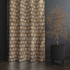 Accra  Leaf Design Zari Work Embrodiery Jaquard Curtain - Beige