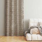 Accra  Leaf Design Zari Work Embrodiery Jaquard Curtain - Cream