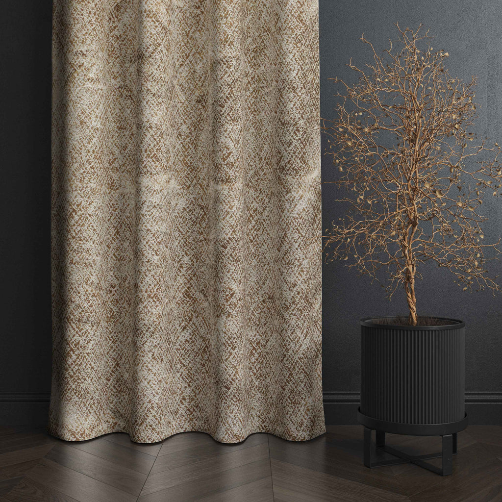 Accra Geometric Design Zari Work Embrodiery Jaquard Curtain - Beige