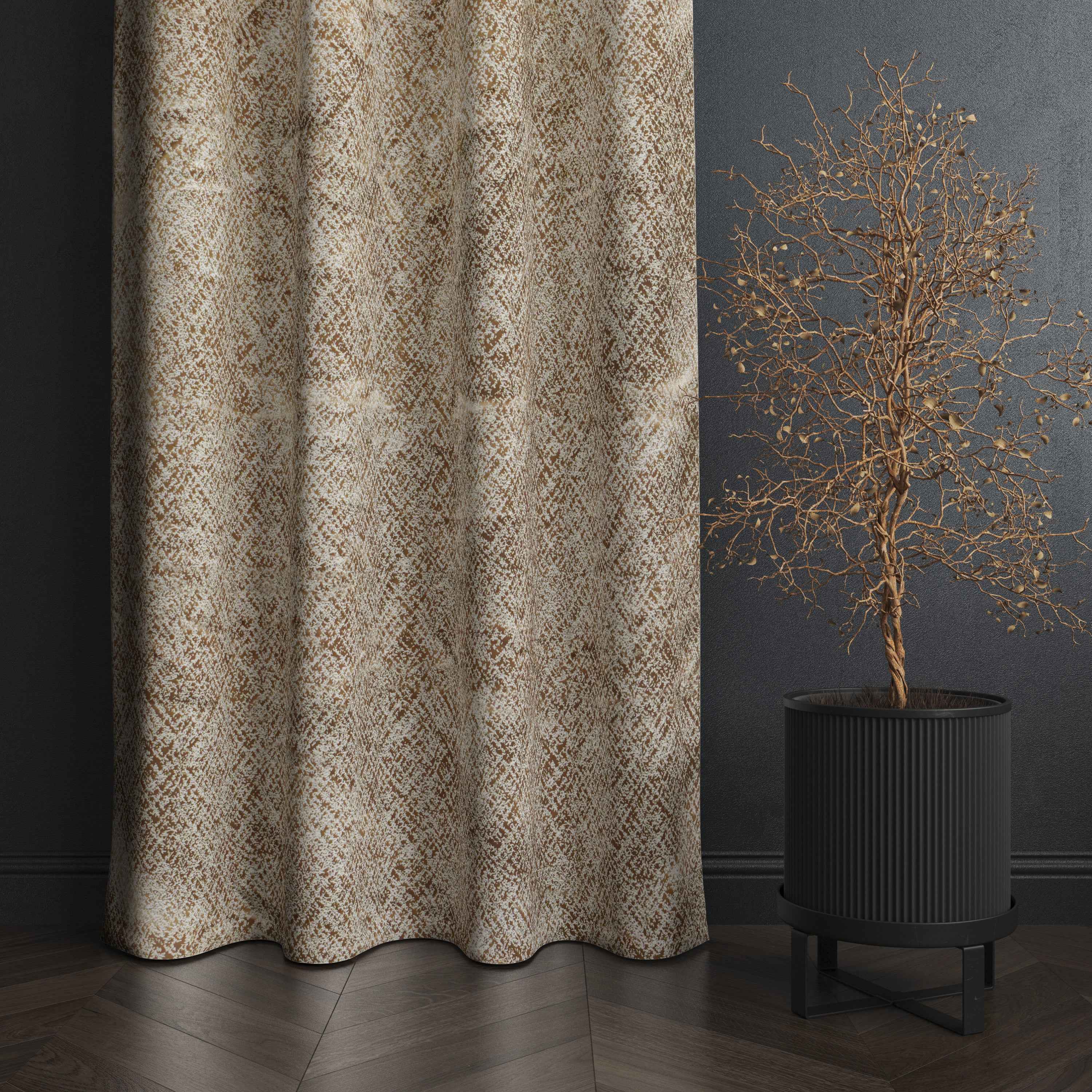 Accra Geometric Design Zari Work Embrodiery Jaquard Curtain - Beige