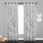 Accra Small Leaf  Design Zari Work Embrodiery Jaquard Curtain - Tan
