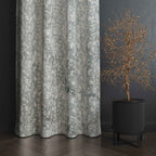 Accra Small Leaf  Design Zari Work Embrodiery Jaquard Curtain - Tan