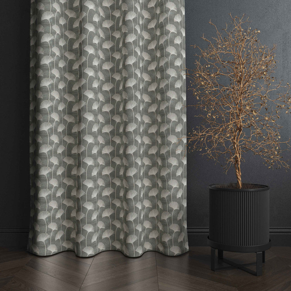Accra  Floral Design Zari Work Embrodiery Jaquard Curtain - Tan