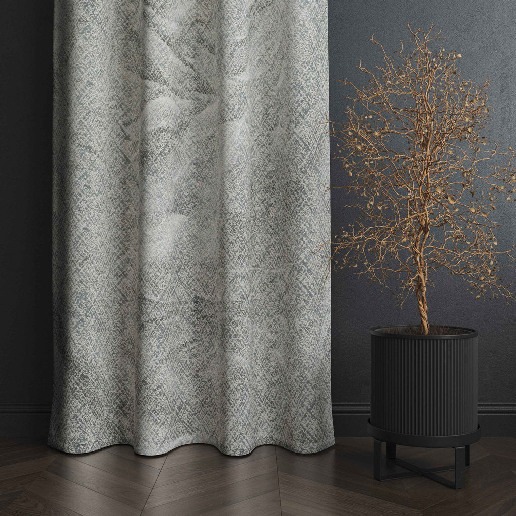 Accra Geometric Design Zari Work Embrodiery Jaquard Curtain - Tan