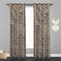 Accra Small Leaf  Design Zari Work Embrodiery Jaquard Curtain - Brown