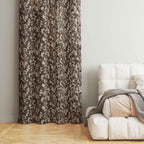 Accra Small Leaf  Design Zari Work Embrodiery Jaquard Curtain - Brown