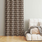 Accra  Leaf Design Zari Work Embrodiery Jaquard Curtain - Brown