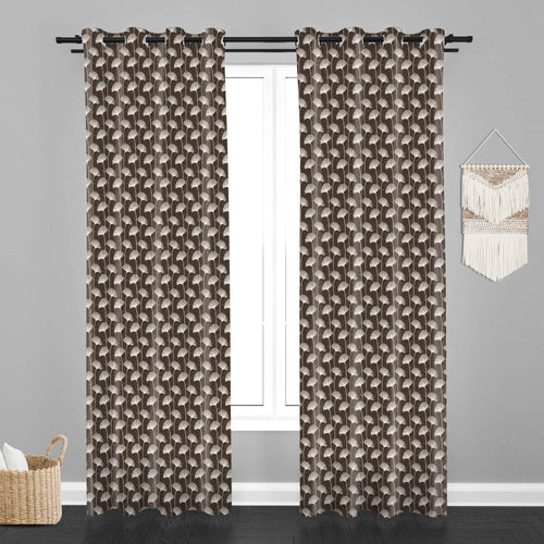 Accra  Floral Design Zari Work Embrodiery Jaquard Curtain - Brown
