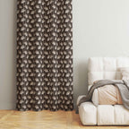 Accra  Floral Design Zari Work Embrodiery Jaquard Curtain - Brown