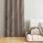 Accra Geometric Design Zari Work Embrodiery Jaquard Curtain - Brown