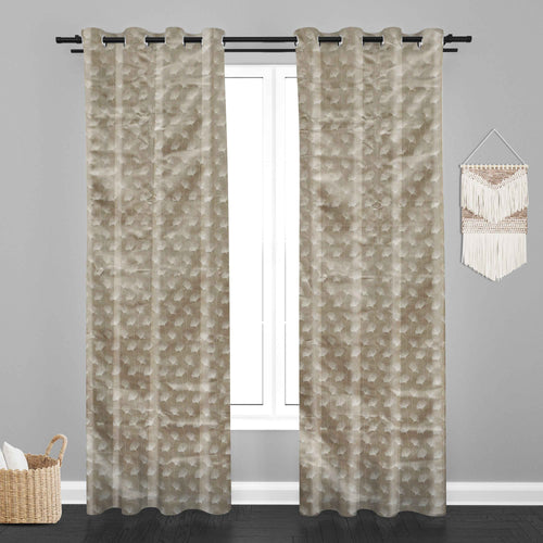 Accra  Floral Design Zari Work Embrodiery Jaquard Curtain - Cream