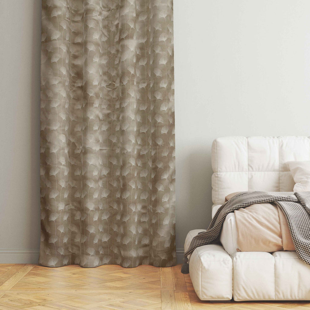 Accra  Floral Design Zari Work Embrodiery Jaquard Curtain - Cream