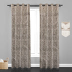 Accra Geometric Design Zari Work Embrodiery Jaquard Curtain - Brown