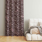 Accra Small Leaf  Design Zari Work Embrodiery Jaquard Curtain - Purple