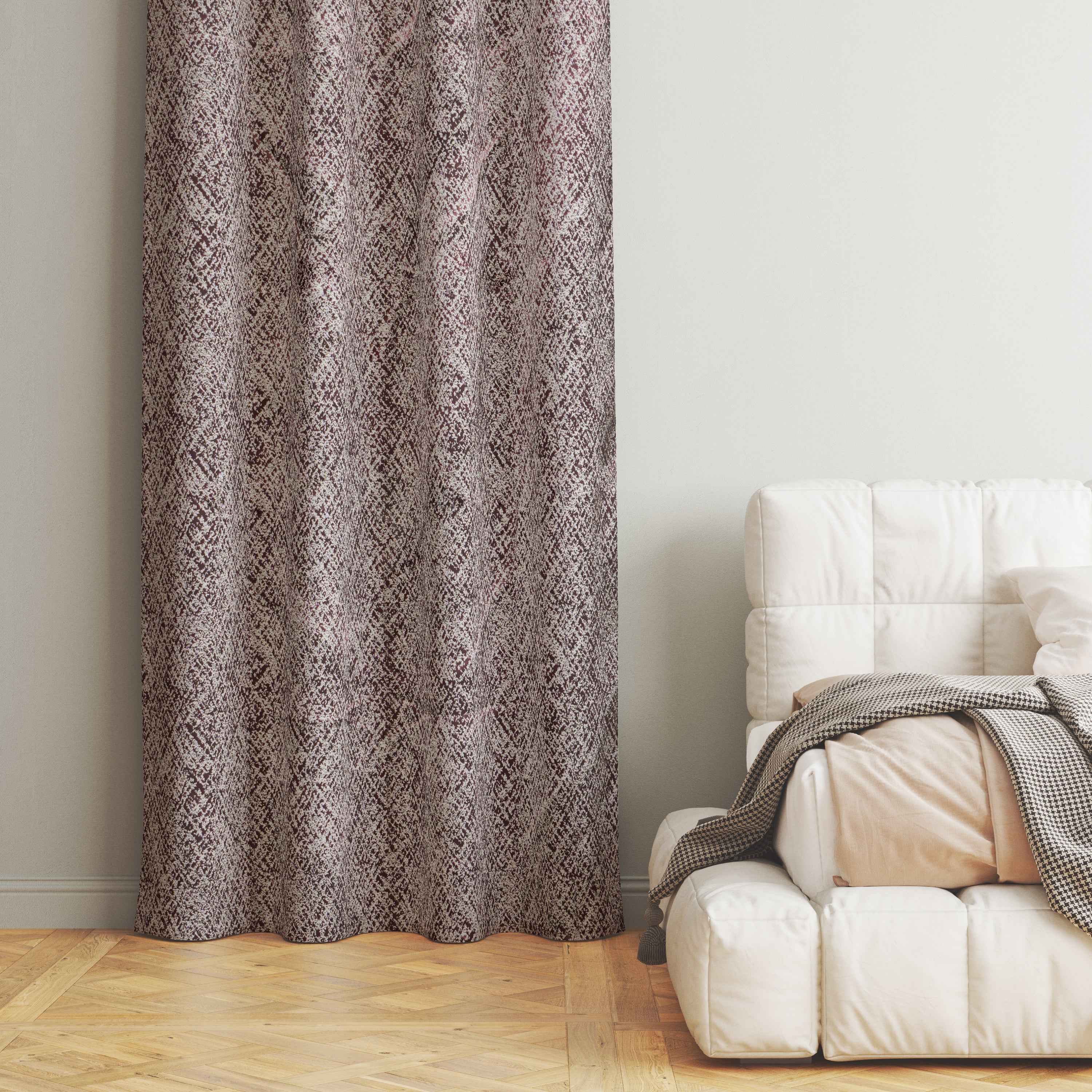 Accra Geometric Design Zari Work Embrodiery Jaquard Curtain - Purple