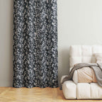 Accra Small Leaf  Design Zari Work Embrodiery Jaquard Curtain - Dark Grey