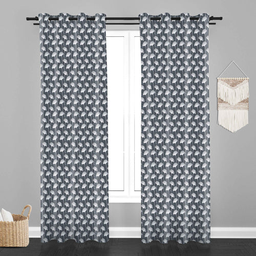 Accra  Floral Design Zari Work Embrodiery Jaquard Curtain - Dark Grey