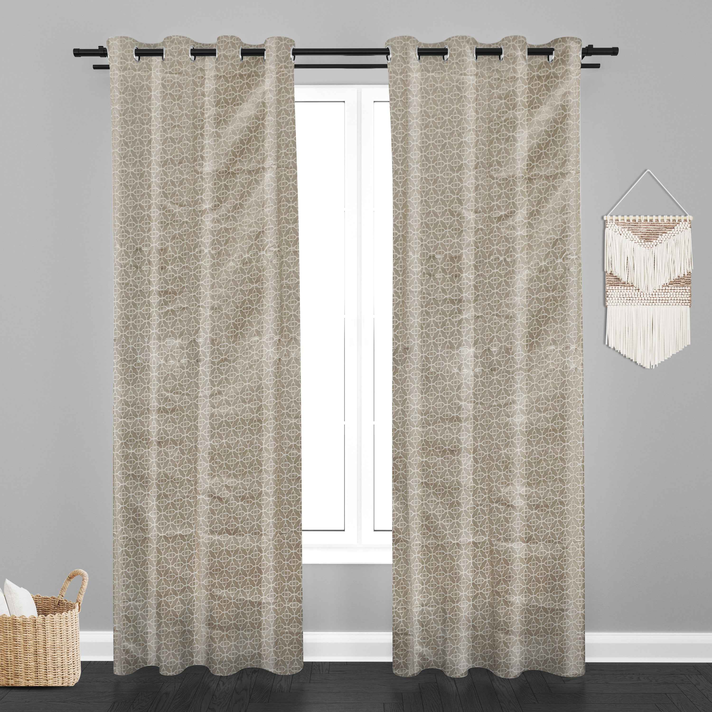 Accra Geometric Design Zari Work Embrodiery Jaquard Curtain - Cream