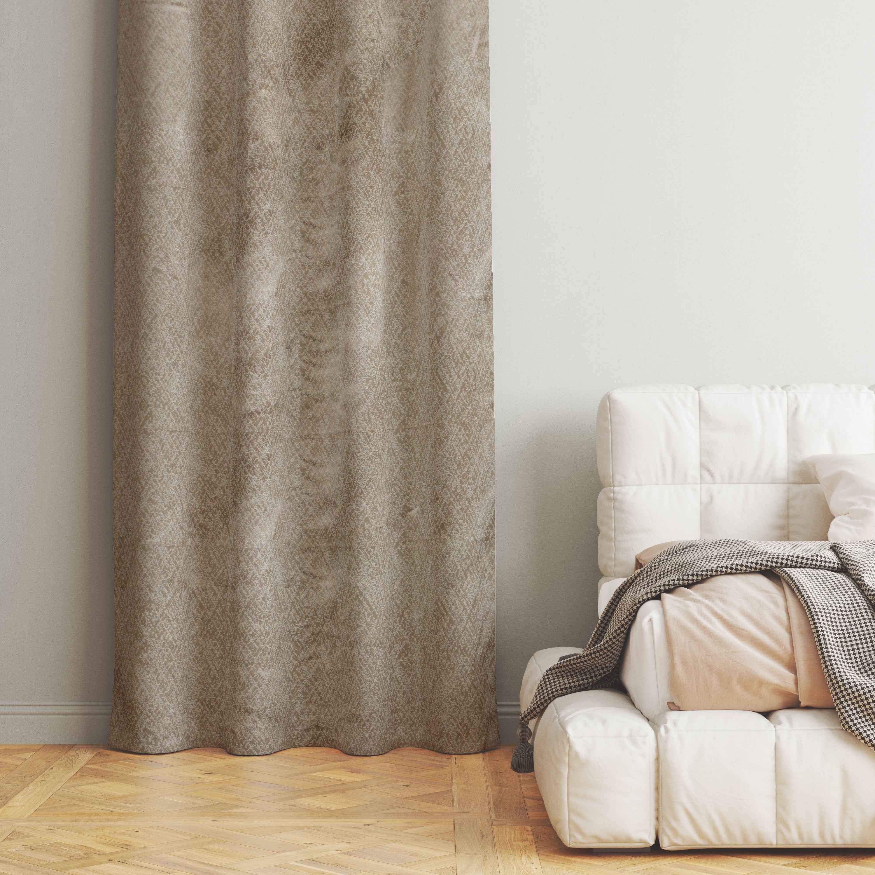 Accra Geometric Design Zari Work Embrodiery Jaquard Curtain - Cream