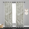 Accra Small Leaf  Design Zari Work Embrodiery Jaquard Curtain - Light Grey