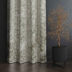 Accra Small Leaf  Design Zari Work Embrodiery Jaquard Curtain - Light Grey