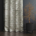 Accra  Leaf Design Zari Work Embrodiery Jaquard Curtain - Light Grey