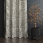 Accra Geometric Design Zari Work Embrodiery Jaquard Curtain - Light Grey