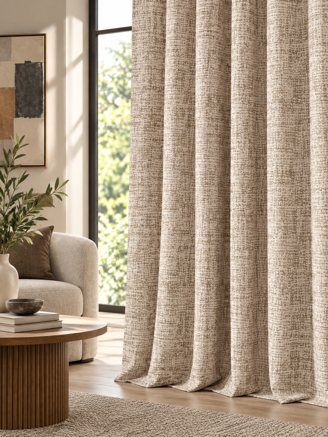 Ador Taupe Marble Curtain Collection