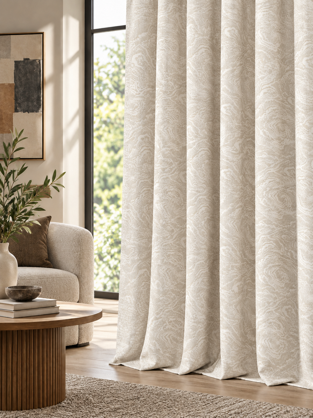 Ador Taupe Marble Curtain Collection