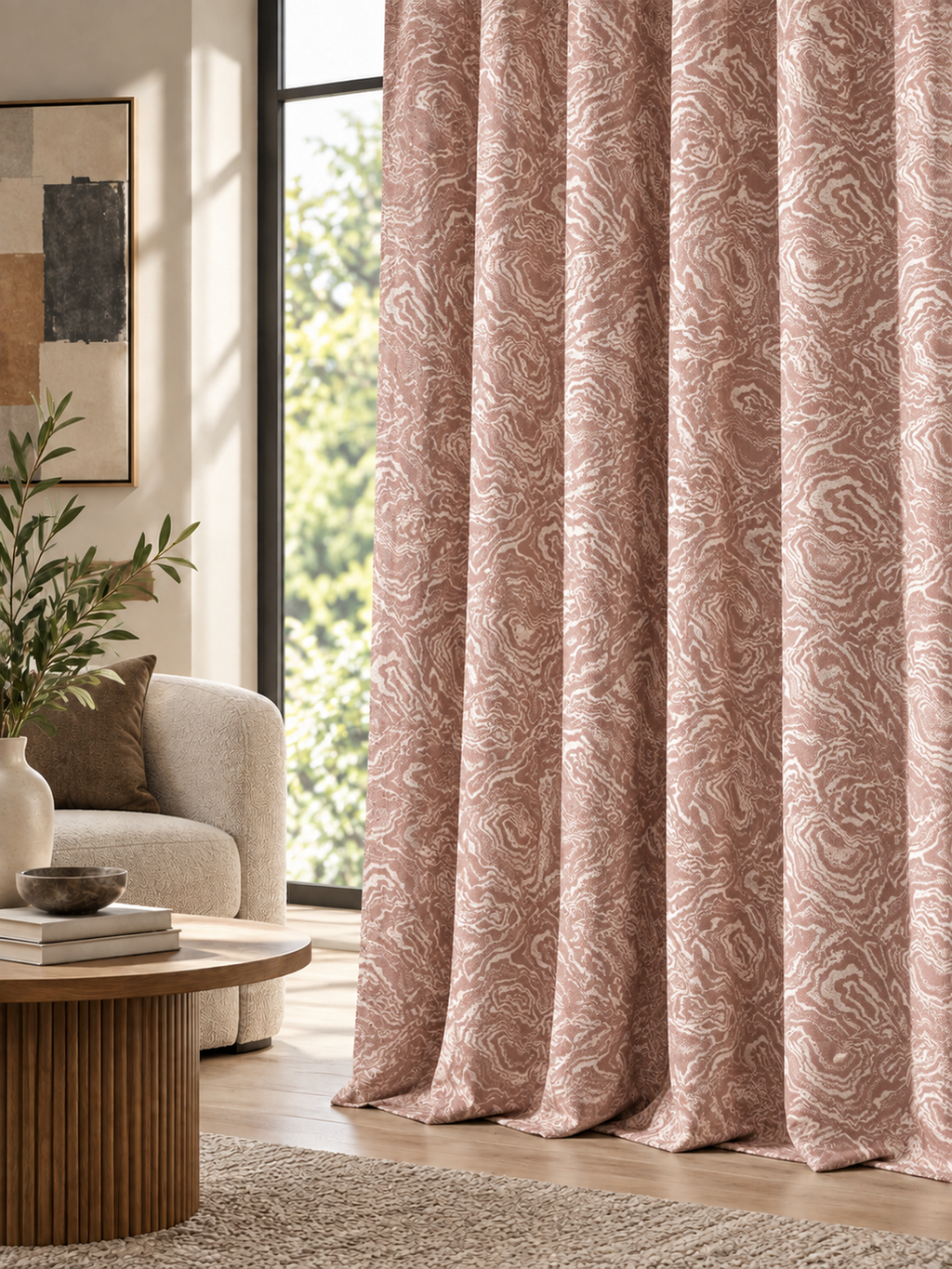 Ador Taupe Marble Curtain Collection