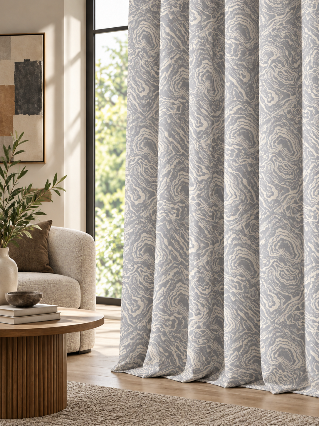 Ador Taupe Marble Curtain Collection