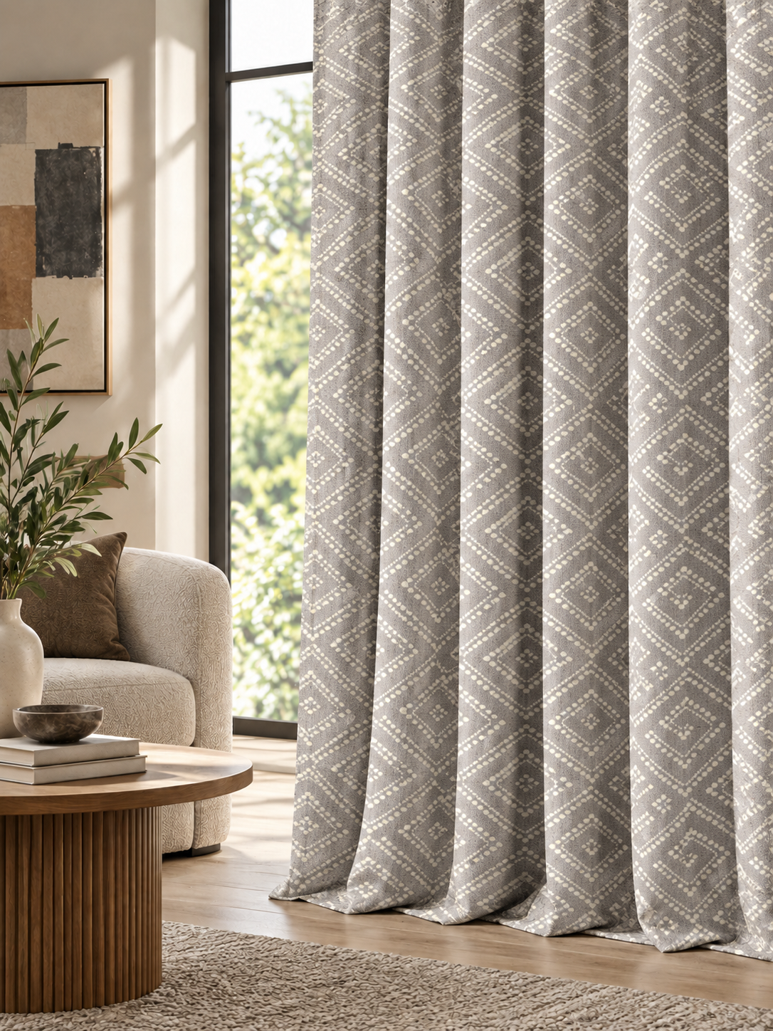 Ador Taupe Marble Curtain Collection