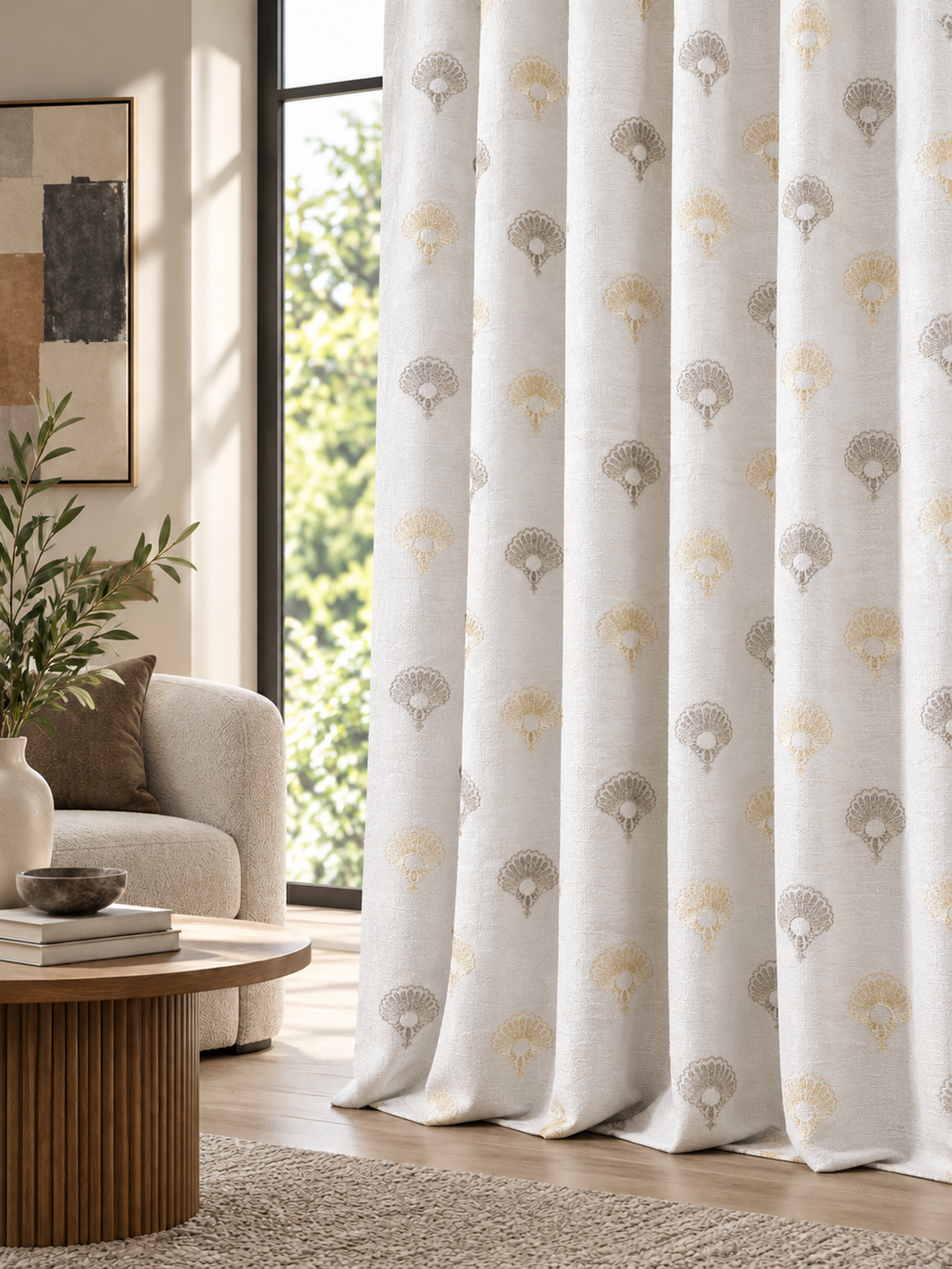 Ador Taupe Marble Curtain Collection