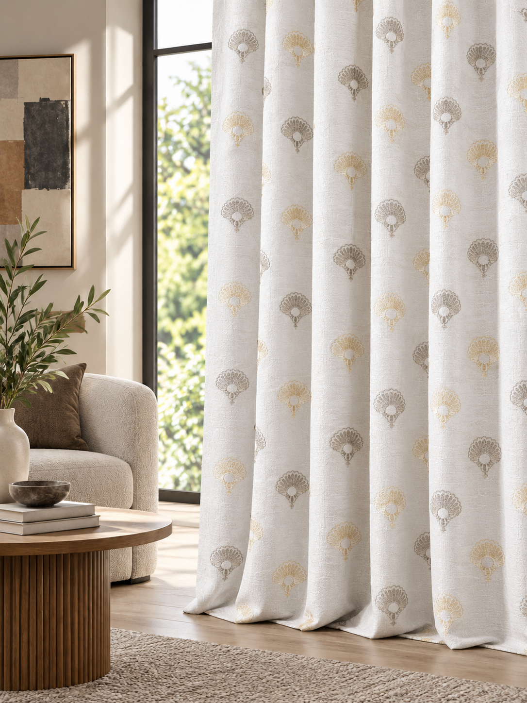 Ador Taupe Marble Curtain Collection