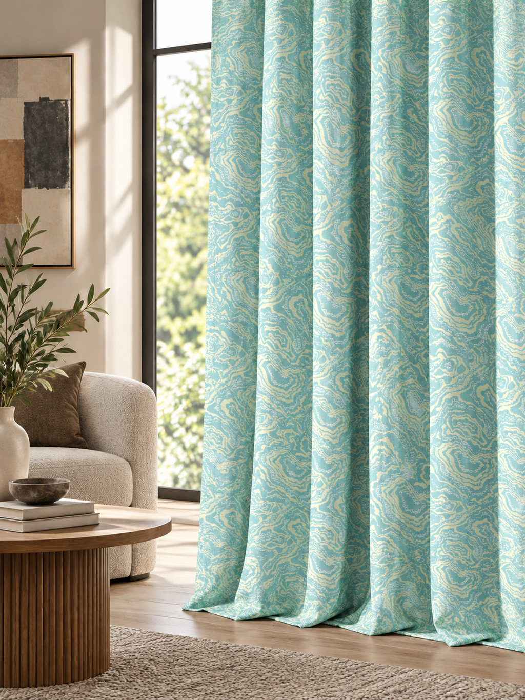 Ador Taupe Marble Curtain Collection