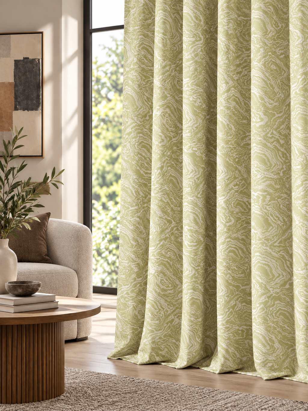 Ador Taupe Marble Curtain Collection
