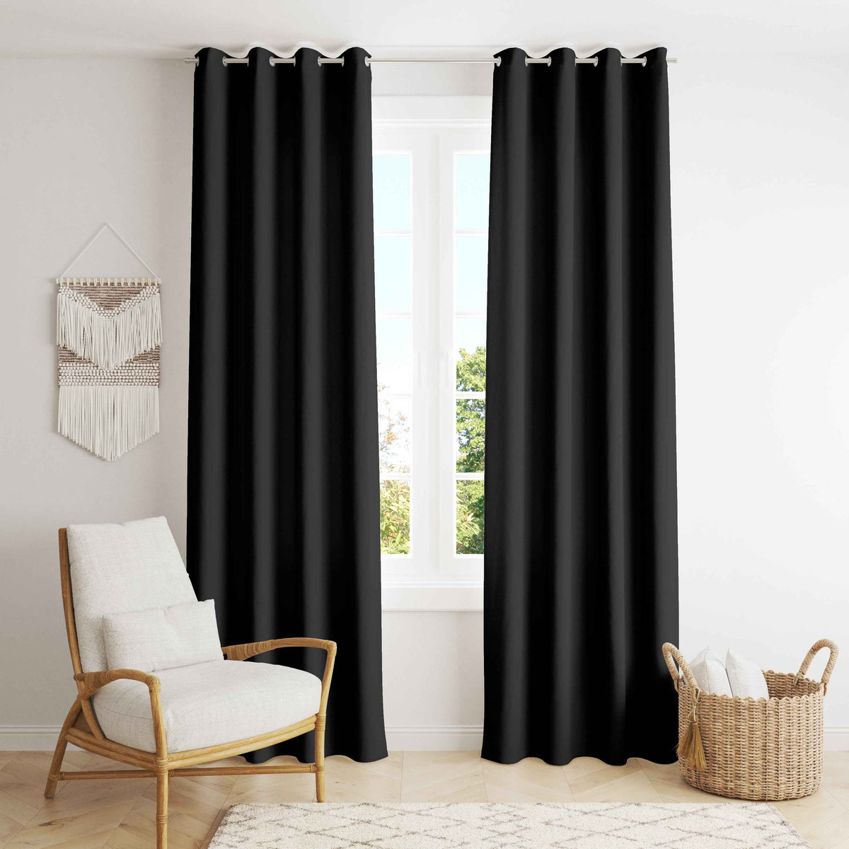 Room Darkening Thermal Insulated Eyelet Noise Reducing Blackout Curtain